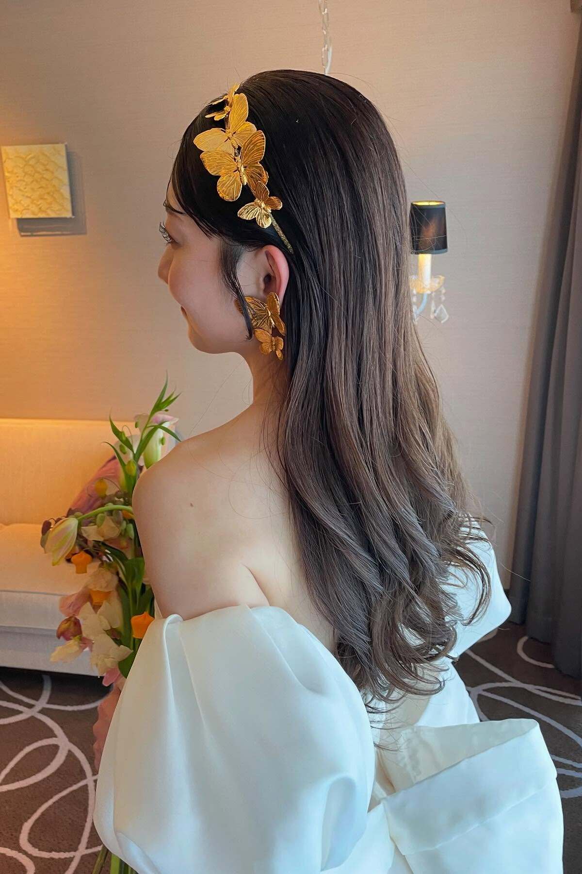 【完売】  Earring RENTAL][Papillon Gold]by BEHR｜JULIEBRIDAL JENNIFER ヘアアクセサリー